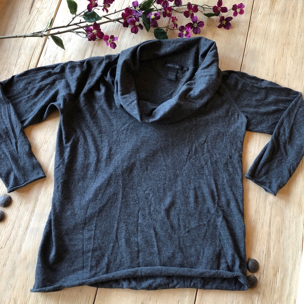Cowl neck sweater, gray , Large, ladies,